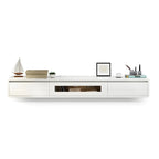 63 Natural Rubberwood Floating TV Stand with Hidden Storage