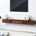63 Natural Rubberwood Floating TV Stand with Hidden Storage