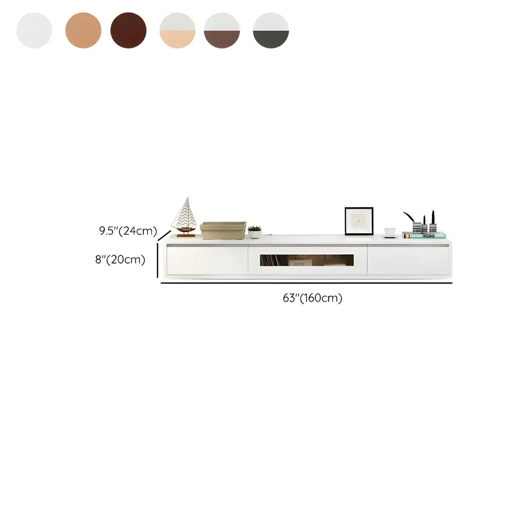 63 Natural Rubberwood Floating TV Stand with Hidden Storage