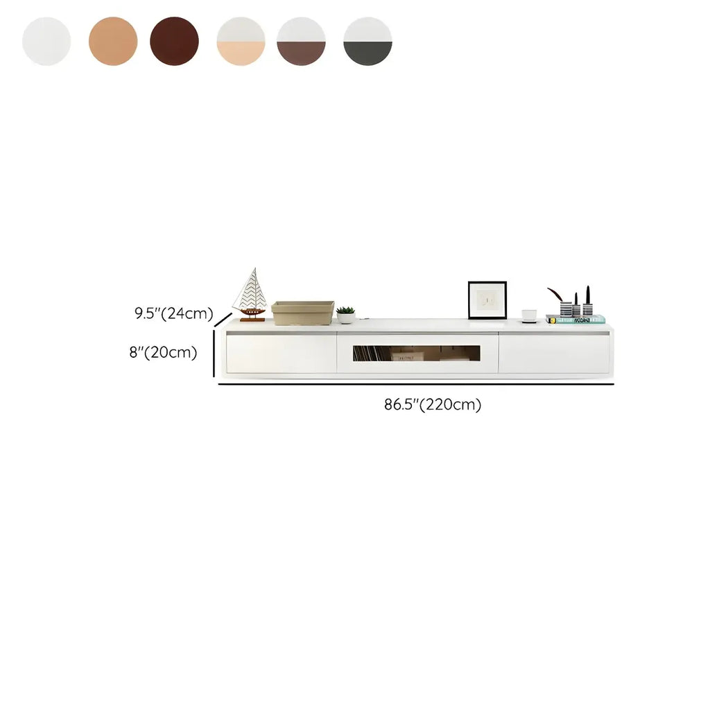 63 Natural Rubberwood Floating TV Stand with Hidden Storage