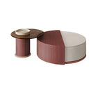 Natural Round Nordic Wood Coffee Table with Storage