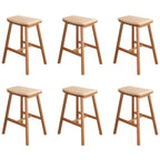Brown Oak Wood  Ratten Seat Backless Counter Bar Stools