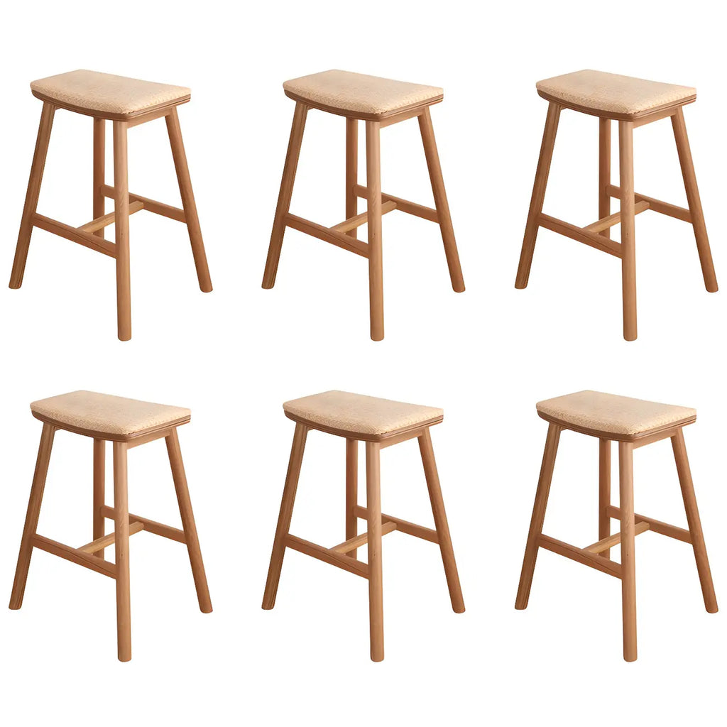 Brown Oak Wood  Ratten Seat Backless Counter Bar Stools