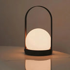 Portable Black Globe Shade LED Lantern Cordless Table Lamp