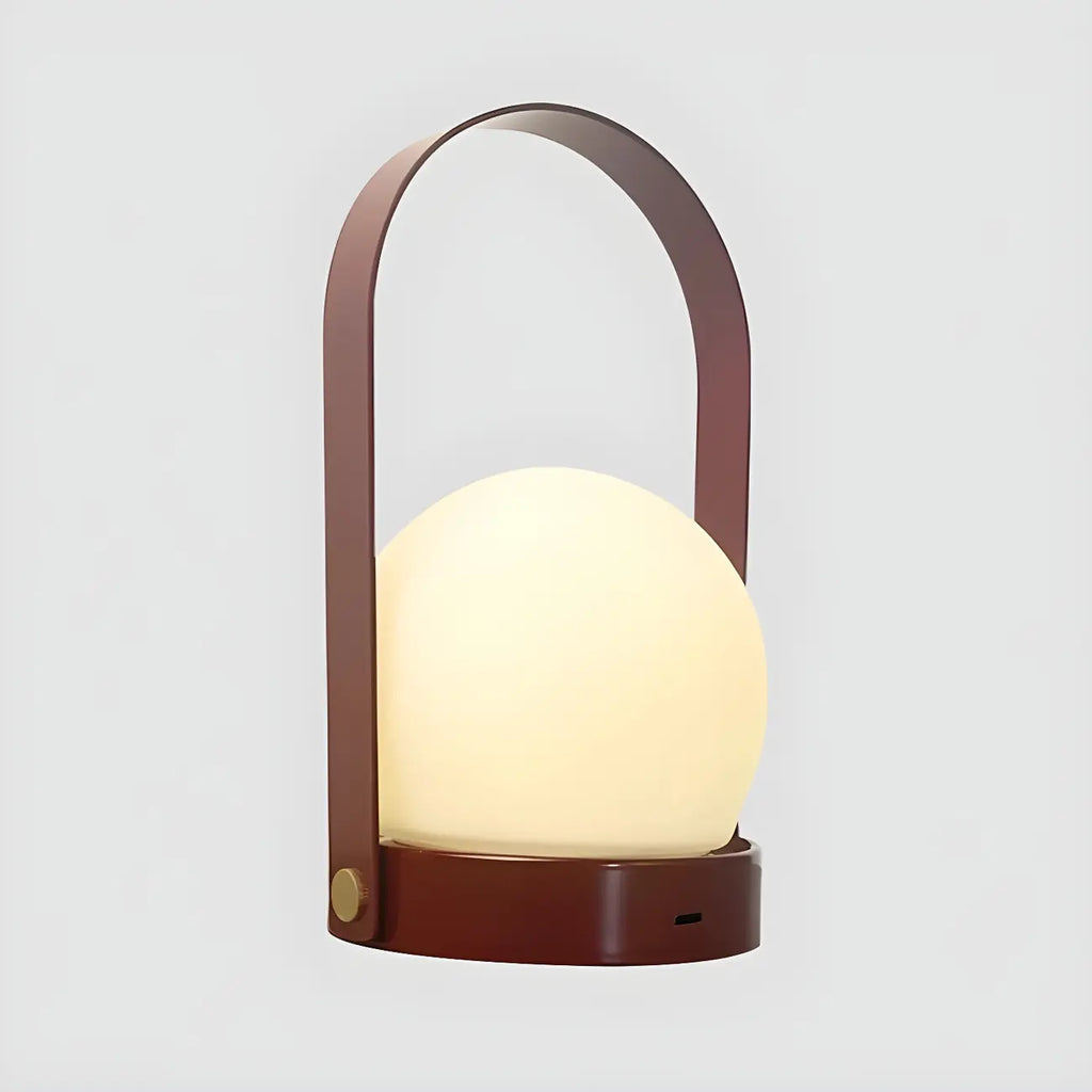 Portable Black Globe Shade LED Lantern Cordless Table Lamp