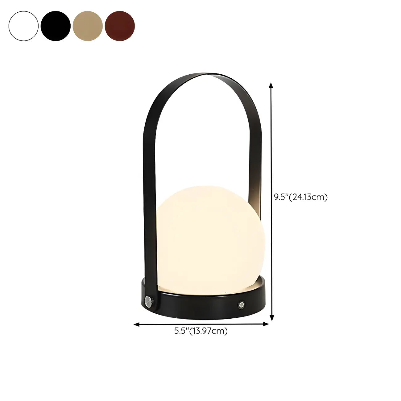 Portable Black Globe Shade LED Lantern Cordless Table Lamp