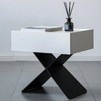 Black Wood X-Leg Drawer Storage Small Nightstand