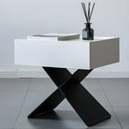 Black Wood X-Leg Drawer Storage Small Nightstand