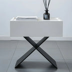 Black Wood X-Leg Drawer Storage Small Nightstand