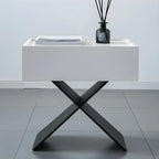 Black Wood X-Leg Drawer Storage Small Nightstand