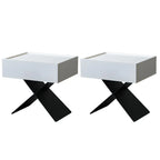 Black Wood X-Leg Drawer Storage Small Nightstand