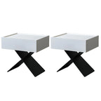 Black Wood X-Leg Drawer Storage Small Nightstand