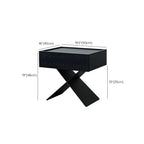 Black Wood X-Leg Drawer Storage Small Nightstand