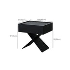 Black Wood X-Leg Drawer Storage Small Nightstand
