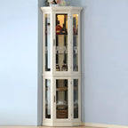 Classic White Wood Glass Display 5-Shelf Corner Cabinet