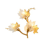 3-Light Vintage Brass LED Wall Sconce with Leaf-Shaped