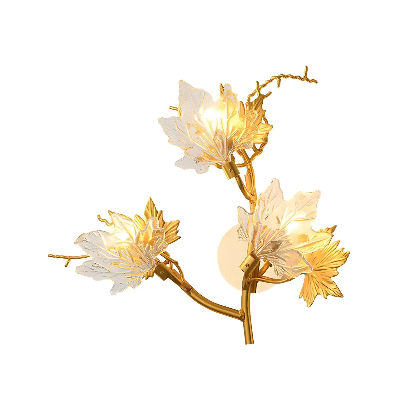 3-Light Vintage Brass LED Wall Sconce with Leaf-Shaped