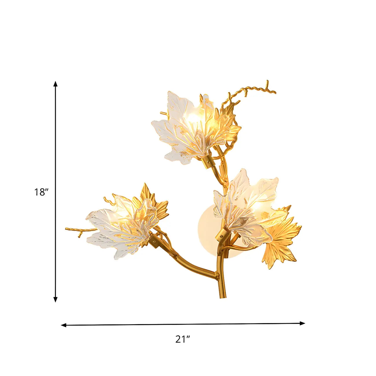 3-Light Vintage Brass LED Wall Sconce with Leaf-Shaped