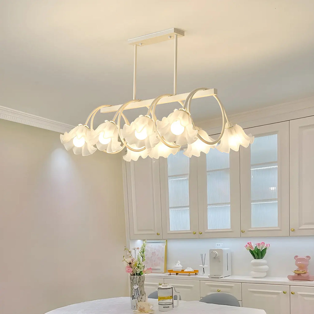 Contemporary Glass Floral Island Pendant Light