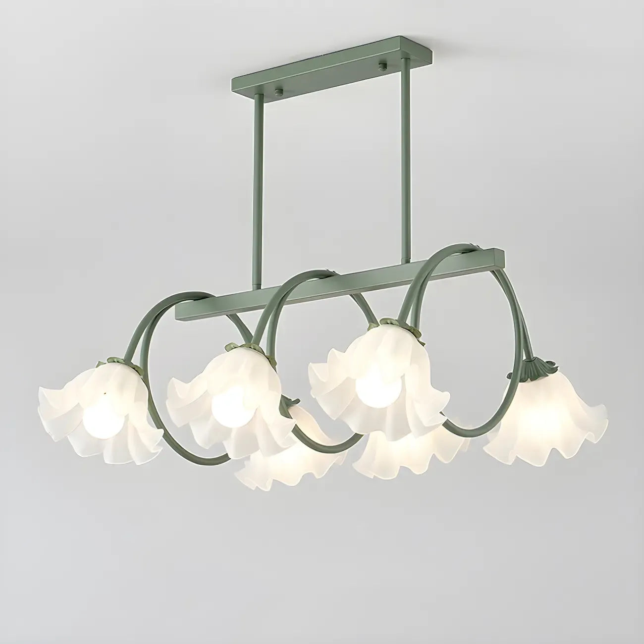 Contemporary Glass Floral Island Pendant Light