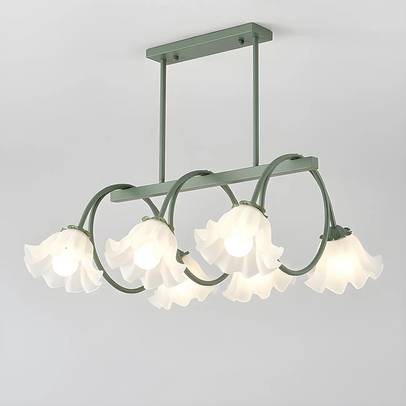Contemporary Glass Floral Island Pendant Light