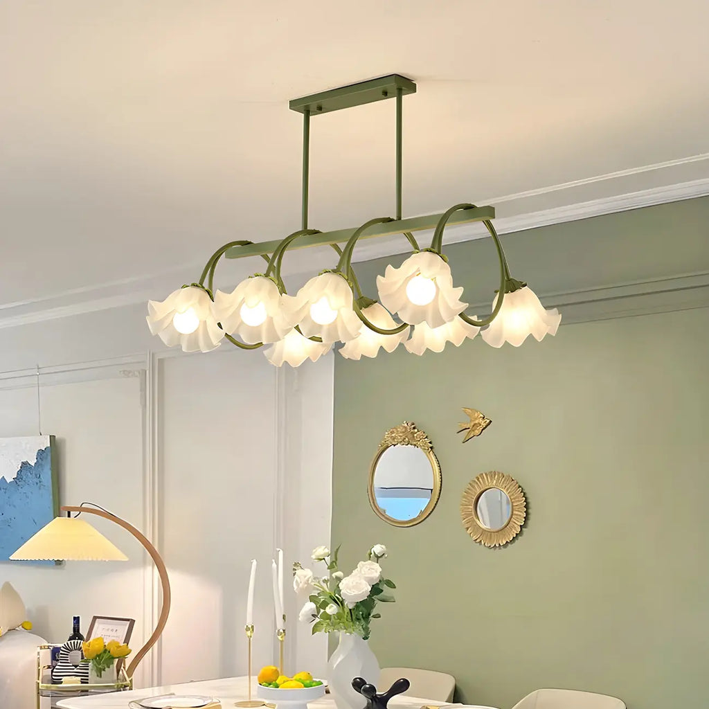 Contemporary Glass Floral Island Pendant Light
