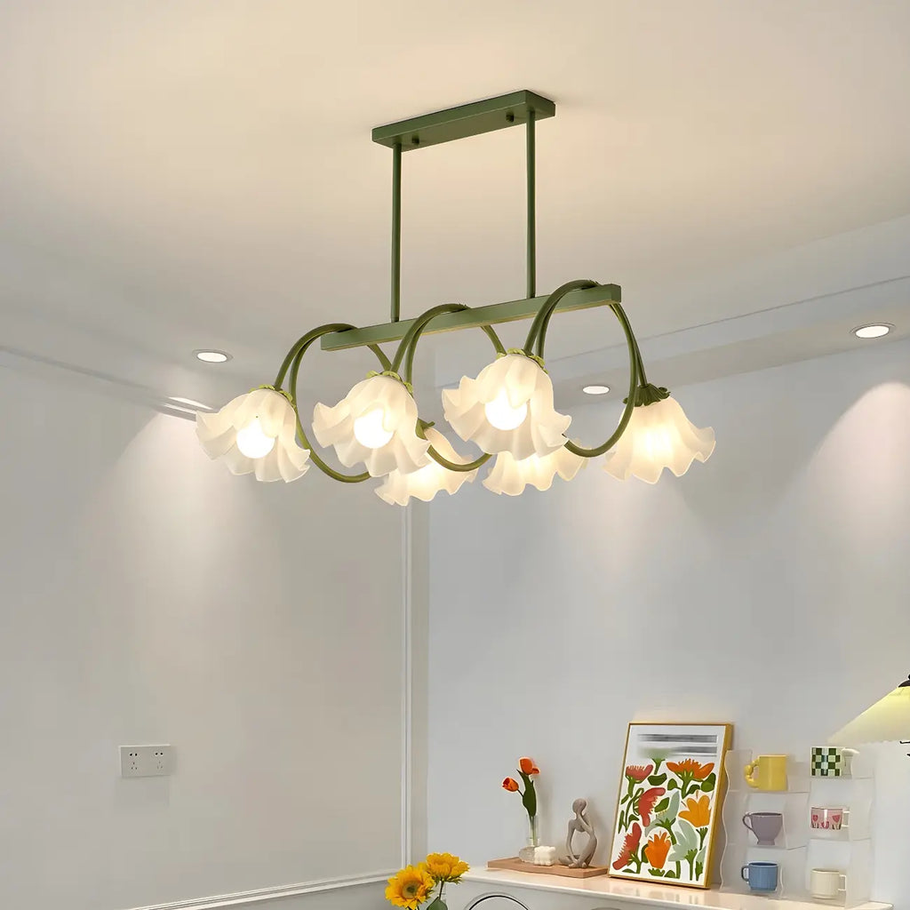 Contemporary Glass Floral Island Pendant Light