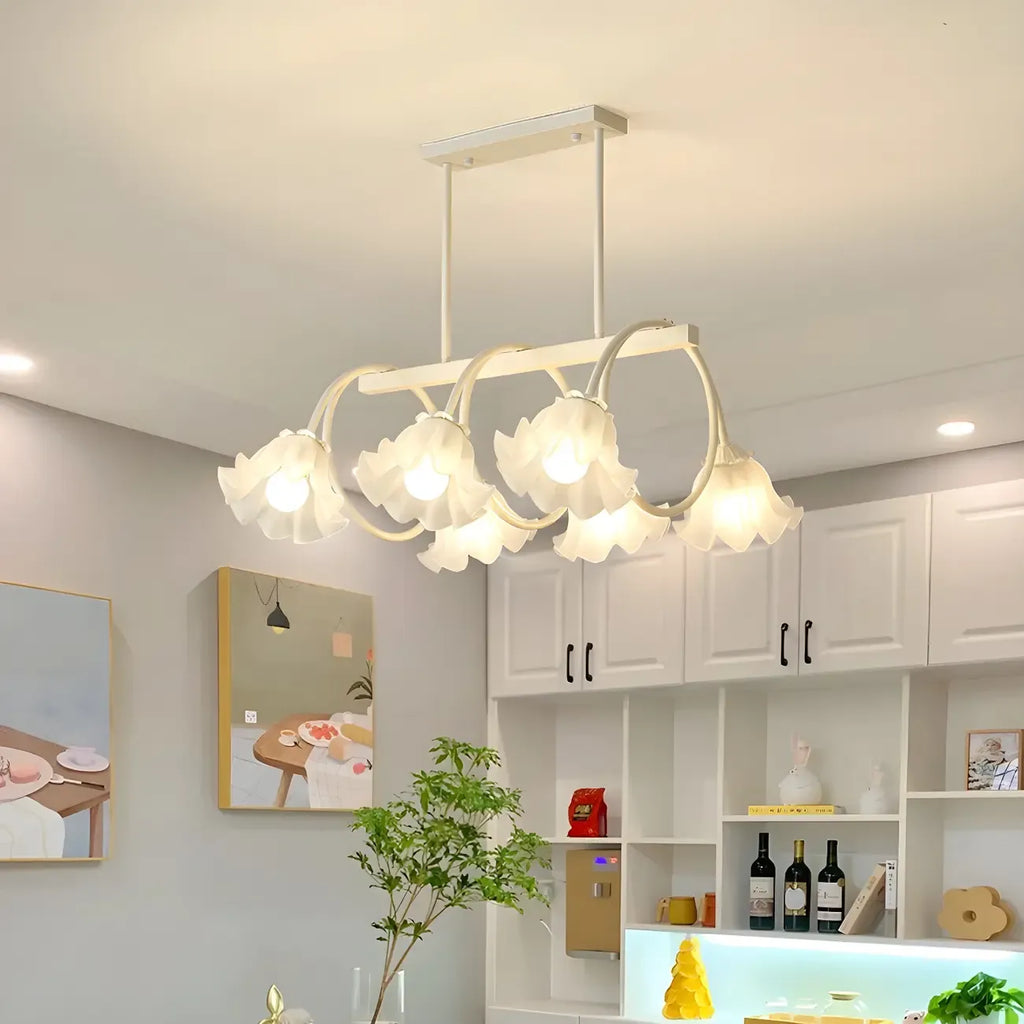 Contemporary Glass Floral Island Pendant Light