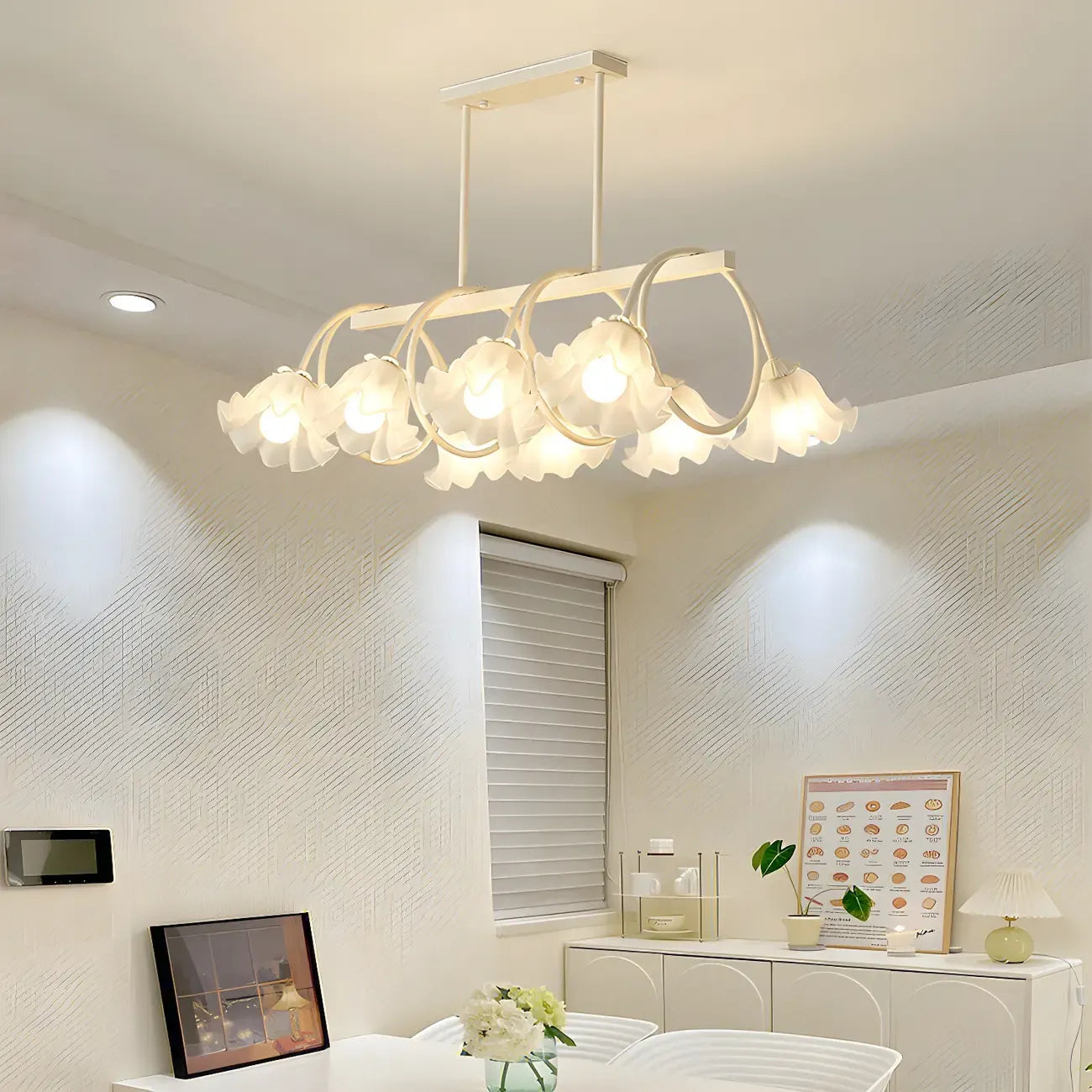 Contemporary Glass Floral Island Pendant Light