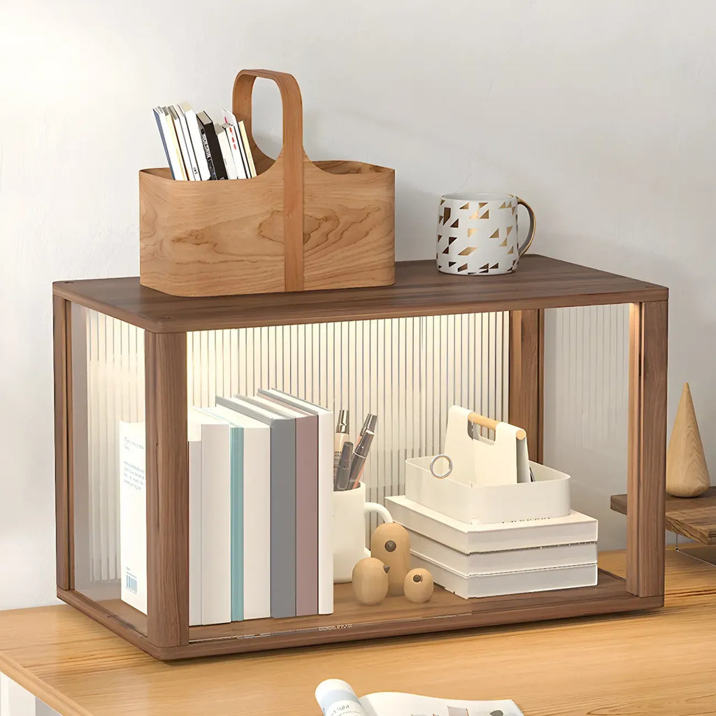 Small Wooden Glass Display Cabinet for Tabletop