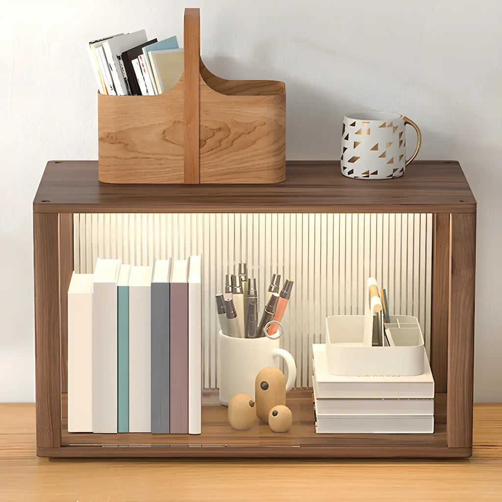 Small Wooden Glass Display Cabinet for Tabletop