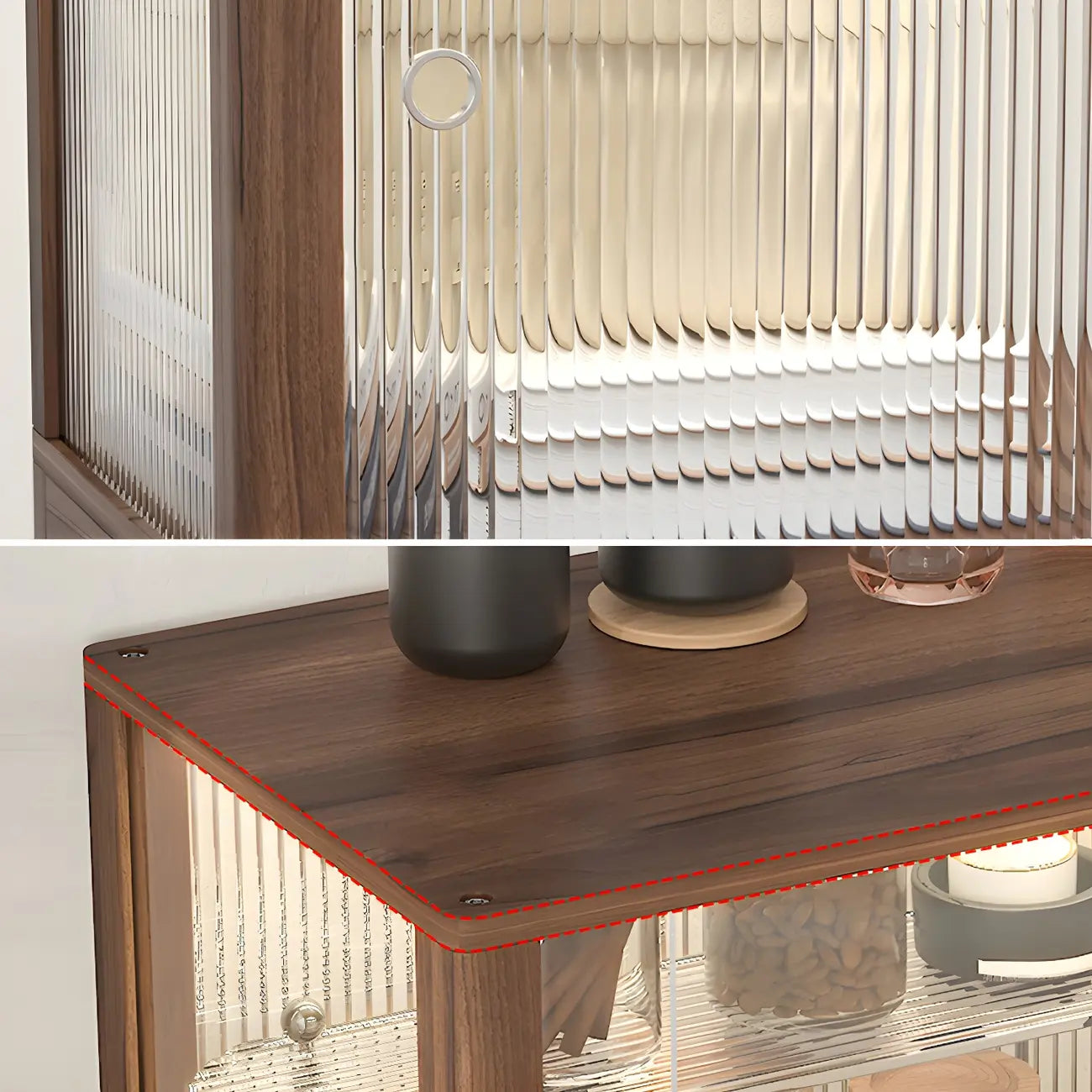 Small Wooden Glass Display Cabinet for Tabletop