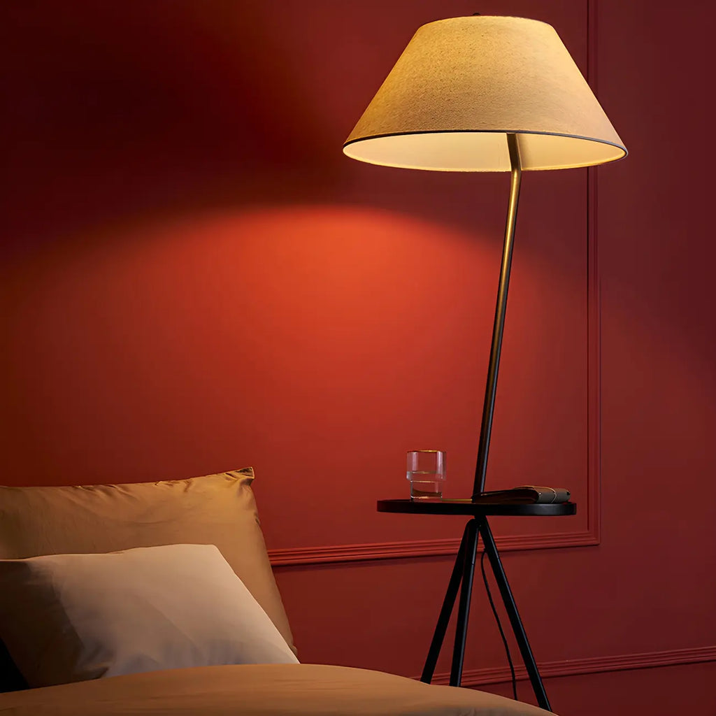 Black Metal Modern Tripod Floor Lamp with Coffee Table