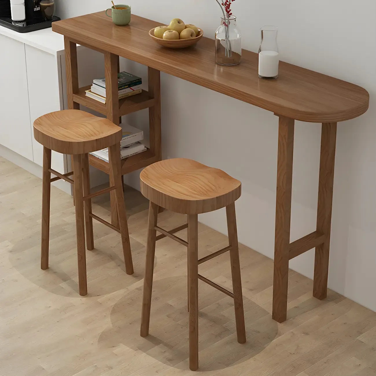 Modern Brown Wood Storage Bar Tables for Dining Room