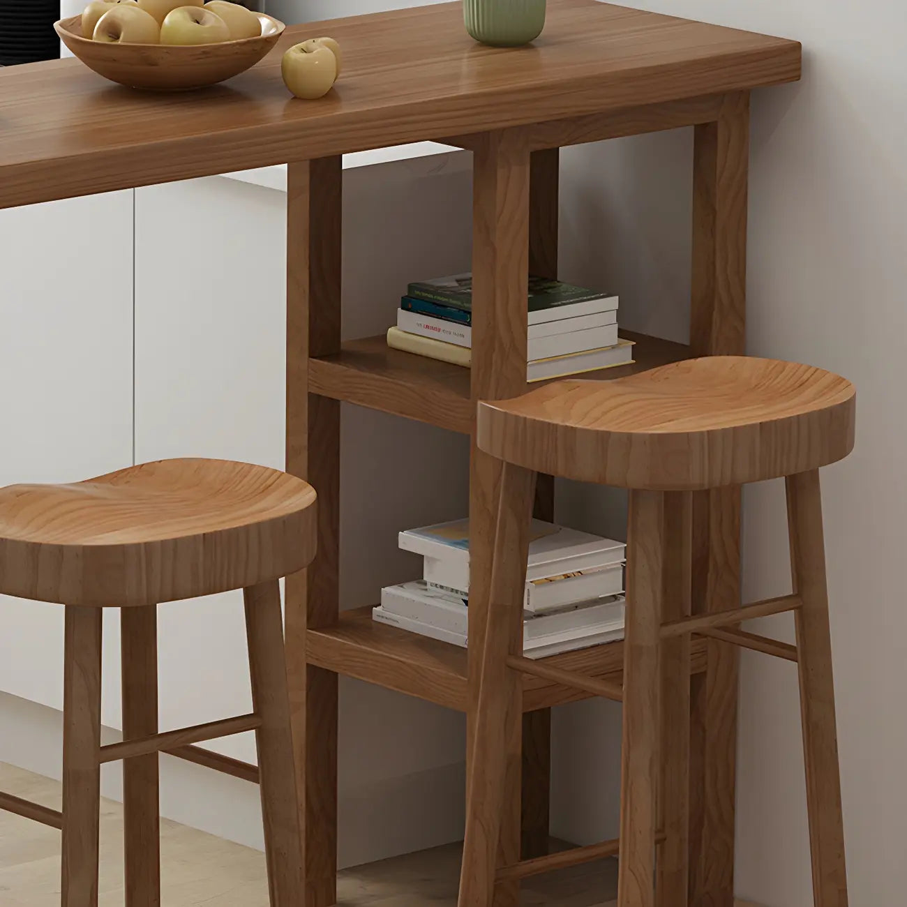 Modern Brown Wood Storage Bar Tables for Dining Room