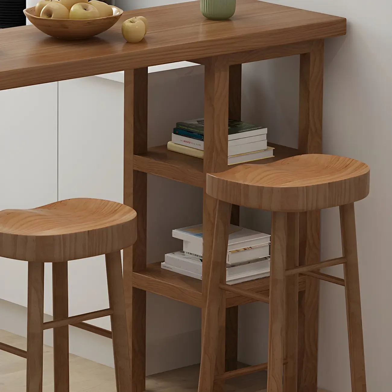 Modern Brown Wood Storage Bar Tables for Dining Room