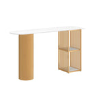Scandinavian White Stone Top Striped Metal Storage Bar Tables