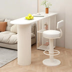 Scandinavian White Stone Top Striped Metal Storage Bar Tables