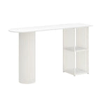 Scandinavian White Stone Top Striped Metal Storage Bar Tables