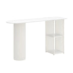 Scandinavian White Stone Top Striped Metal Storage Bar Tables