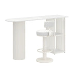 Scandinavian White Stone Top Striped Metal Storage Bar Tables