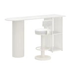 Scandinavian White Stone Top Striped Metal Storage Bar Tables