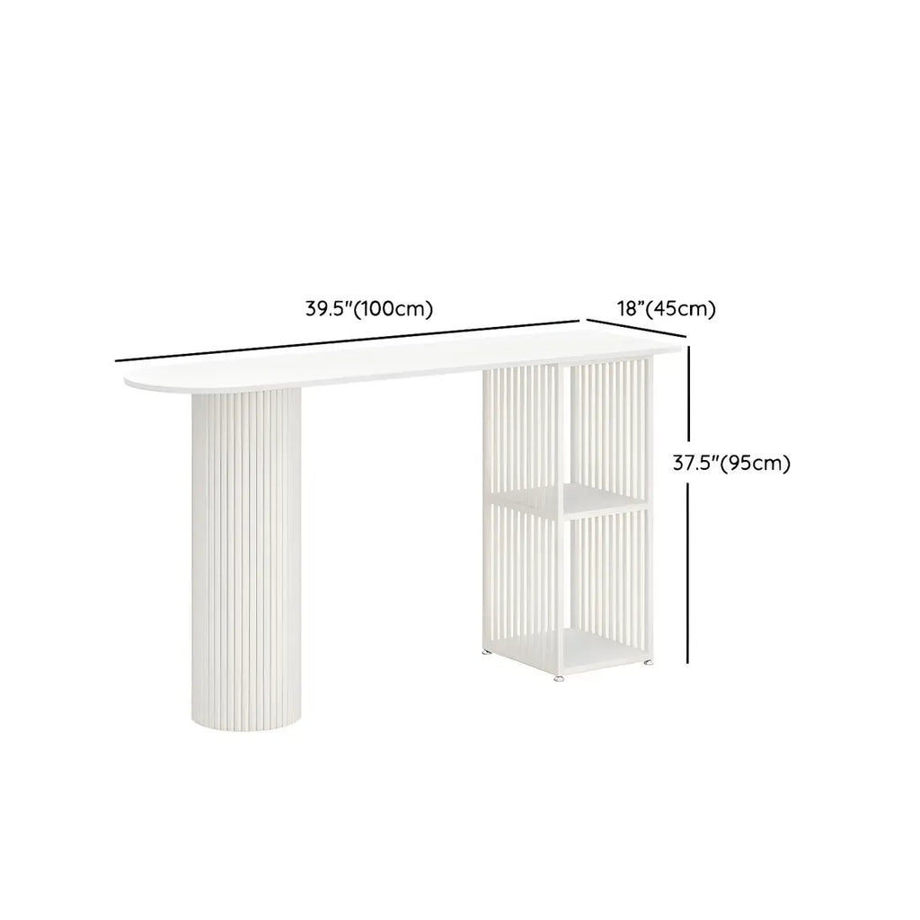 Scandinavian White Stone Top Striped Metal Storage Bar Tables
