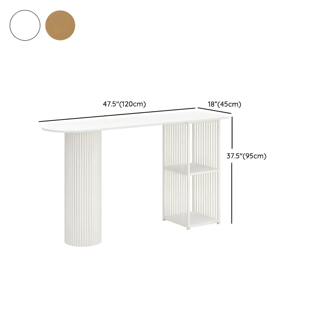 Scandinavian White Stone Top Striped Metal Storage Bar Tables