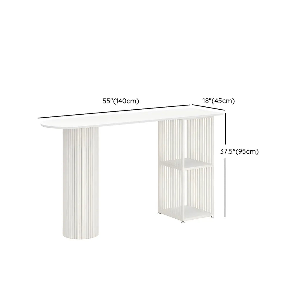 Scandinavian White Stone Top Striped Metal Storage Bar Tables