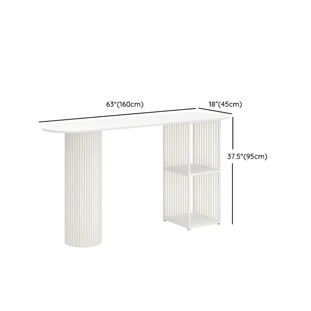 Scandinavian White Stone Top Striped Metal Storage Bar Tables