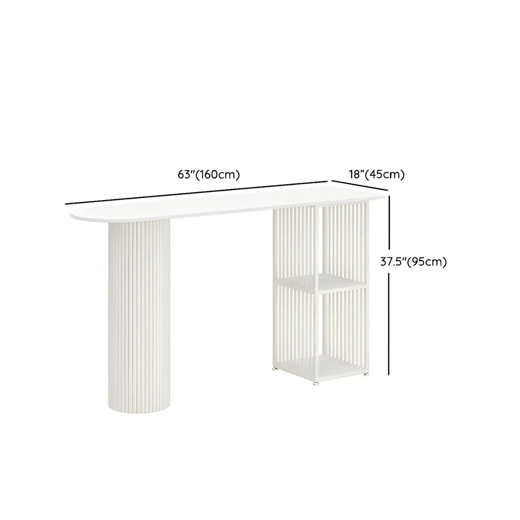 Scandinavian White Stone Top Striped Metal Storage Bar Tables