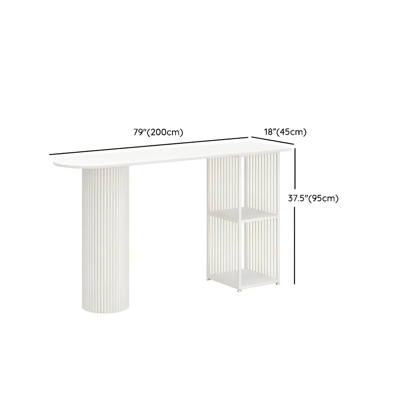 Scandinavian White Stone Top Striped Metal Storage Bar Tables
