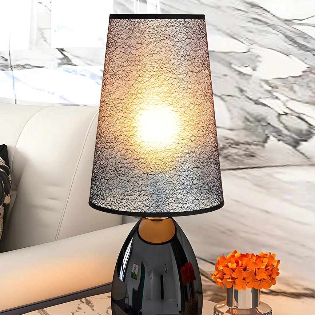 Elegant Black Fabric LED Touch Table Lamp for Bedroom