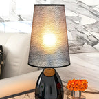 Elegant Black Fabric LED Touch Table Lamp for Bedroom